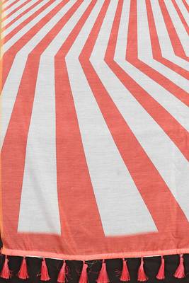 Silk Land  Red  Printed Cotton Blend Saree  3
