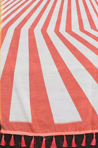 Silk Land  Red  Printed Cotton Blend Saree 