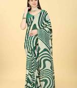 Silk Land  Green  Printed Cotton Blend Saree 