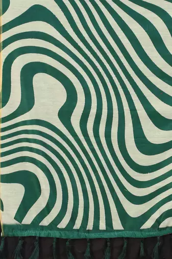 Silk Land  Green  Printed Cotton Blend Saree 