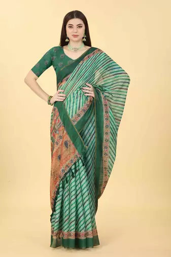 Silk Land  Multicolored Printed Cotton Blend Saree 