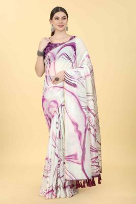Silk Land  Burgundy  Dyed Cotton Blend Saree  1