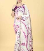 Silk Land  Burgundy  Dyed Cotton Blend Saree 