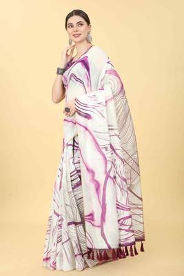Silk Land  Burgundy  Dyed Cotton Blend Saree  2