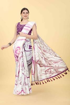 Silk Land  Burgundy  Dyed Cotton Blend Saree  4
