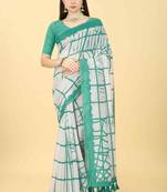Silk Land  Green  Dyed Cotton Blend Saree 