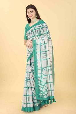 Silk Land  Green  Dyed Cotton Blend Saree  2