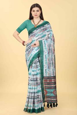 Silk Land  Multicolored Dyed Cotton Blend Saree  1