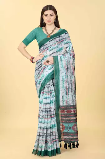 Silk Land  Multicolored Dyed Cotton Blend Saree 