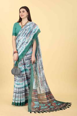 Silk Land  Multicolored Dyed Cotton Blend Saree  4