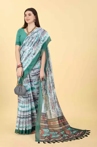 Silk Land  Multicolored Dyed Cotton Blend Saree 