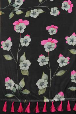 Silk Land  Black  Printed Cotton Blend Saree  3