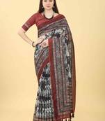 Silk Land  Multicolored Printed Cotton Blend Saree 