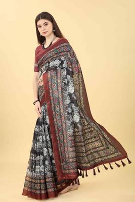 Silk Land  Multicolored Printed Cotton Blend Saree  2