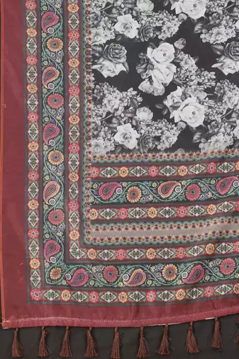 Silk Land  Multicolored Printed Cotton Blend Saree 