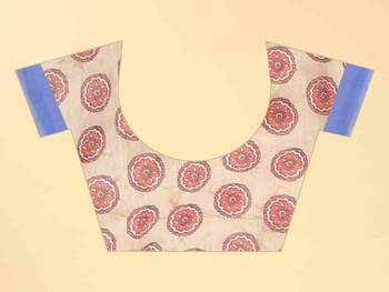 Silk Land  Blue  Printed Cotton Blend Saree  5