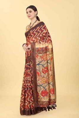 Silk Land  Blue  Printed Cotton Blend Saree  2