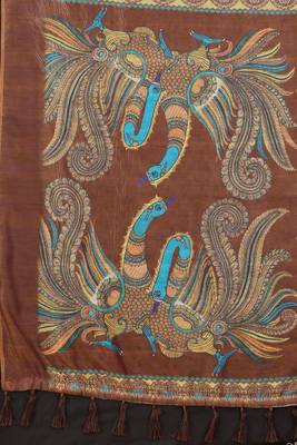 Silk Land  Blue  Printed Cotton Blend Saree  3