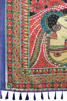 Silk Land  Blue  Printed Cotton Blend Saree  3