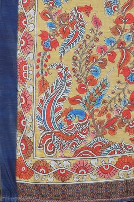 Silk Land  Blue  Printed Cotton Blend Saree  3