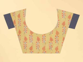 Silk Land  Blue  Printed Cotton Blend Saree  5