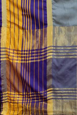Silk Land  Grey  Solid Art Silk Saree  3
