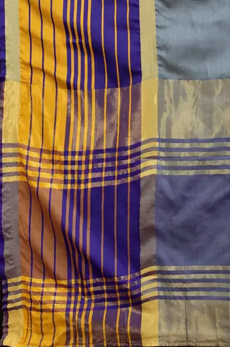 Silk Land  Grey  Solid Art Silk Saree 