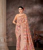 Silk Land  Pink  Embroidered Cotton Saree 
