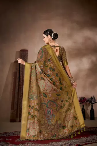 Silk Land  Multicolored Printed Cotton Blend Saree 