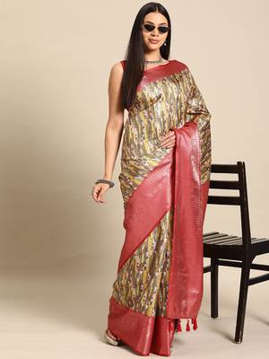 Silk Land  multicolored woven design art silk saree  1