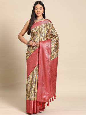 Silk Land  multicolored woven design art silk saree  2