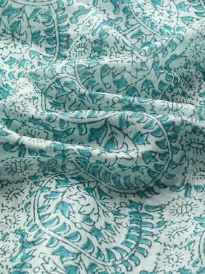 Silk Land  Teal  Printed Cotton Blend Saree  3