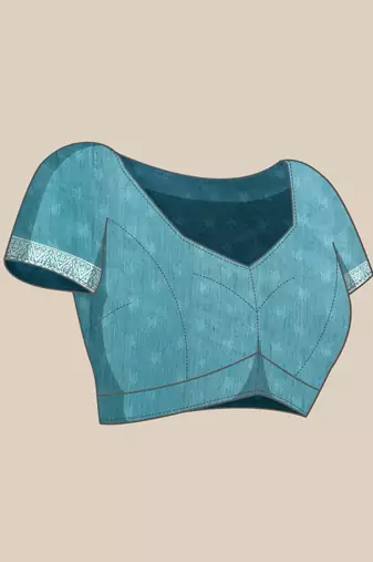 Silk Land  Teal  Printed Cotton Blend Saree 