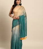 Silk Land  Sea Green  Printed Organza Saree 