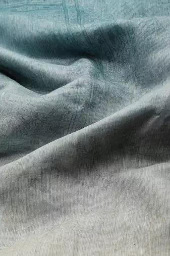 Silk Land  Sea Green  Printed Organza Saree 