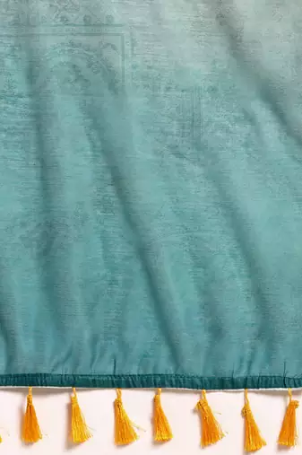 Silk Land  Sea Green  Printed Organza Saree 