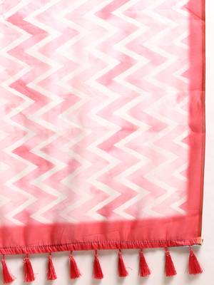 Silk Land  Pink  Printed Organza Saree  5