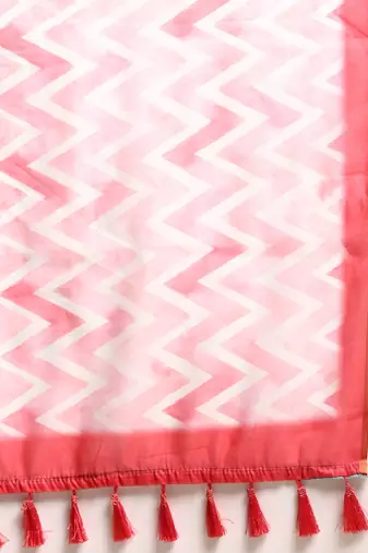 Silk Land  Pink  Printed Organza Saree 