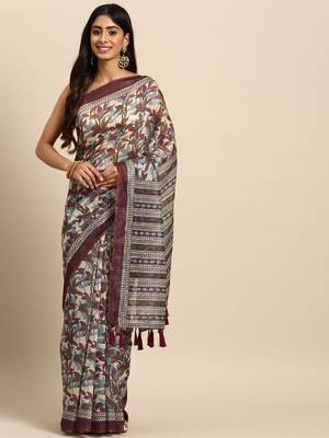 Silk Land  Multicolored  Printed Organza Saree  1