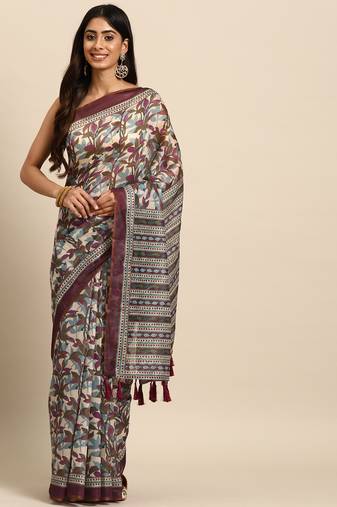 Silk Land  Multicolored  Printed Organza Saree 
