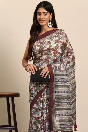 Silk Land  Multicolored  Printed Organza Saree 