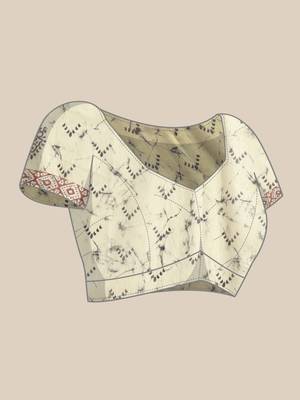Silk Land  Cream  Printed Cotton Blend Saree  3
