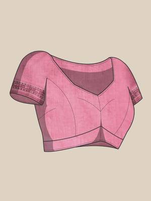 Silk Land  Pink  Kalamkari Cotton Blend Saree  4