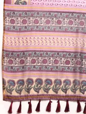Silk Land  Pink  Kalamkari Cotton Blend Saree  5
