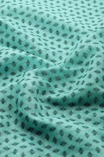 Silk Land  Teal  Kalamkari Cotton Blend Saree 