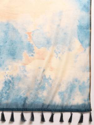 Silk Land  Beige  Printed Organza Saree  5