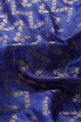 Silk Land  Navy Blue  Woven Design Silk Blend Saree 