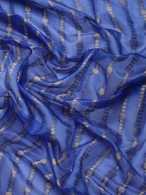 Silk Land  Blue  Woven Design Art Silk Saree  3