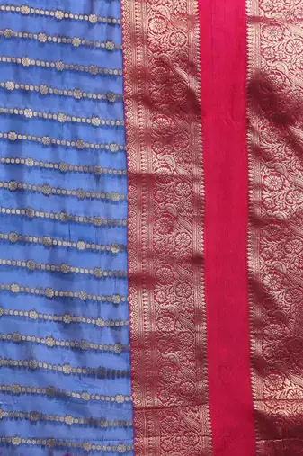 Silk Land  Blue  Woven Design Art Silk Saree 