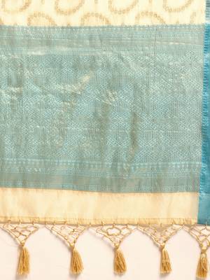 Silk Land  Beige  Woven Design Silk Blend Saree  5
